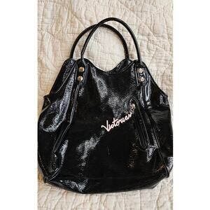 Victoria's Secret Women's Tote‎ Purse Handbag Glossy Shoulder Bag Black Travel